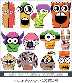 Set of twelve monsters