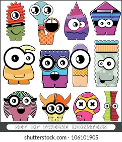 Set of twelve monsters