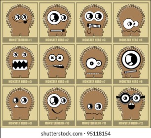 Set of twelve monsters