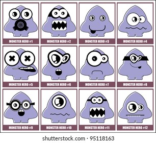 Set of twelve monsters