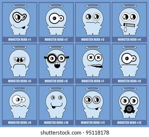 Set of twelve monsters