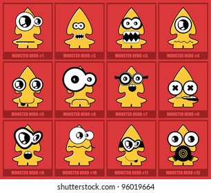 Set of twelve monsters
