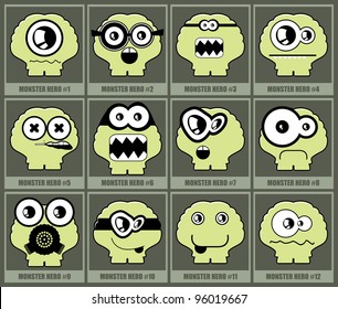 Set of twelve monsters