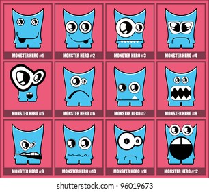 Set of twelve monsters