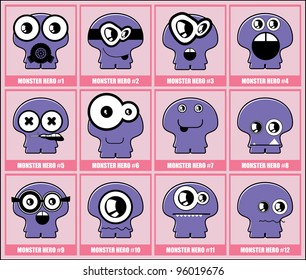 Set of twelve monsters