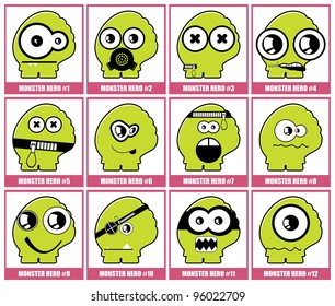Set of twelve monsters