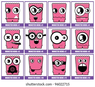 Set of twelve monsters