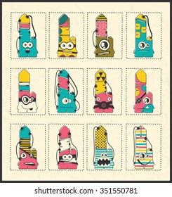 Set of twelve Monsters - vector set