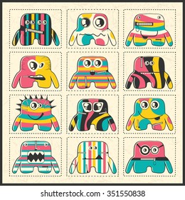 Set of twelve Monsters - vector set