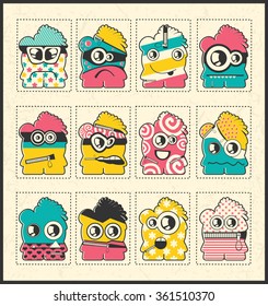 Set of twelve Monsters - vector set