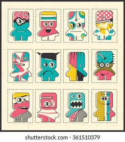 Set of twelve Monsters - vector set