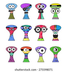 Set of twelve monsters. vector illustration