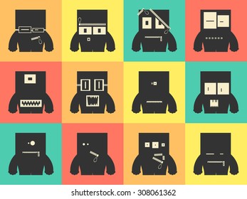 Set of twelve monsters. vector illustration