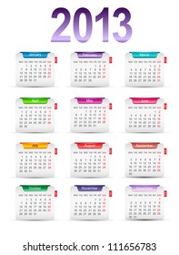 Set Twelve Monthly Calendar Year 2013 Stock Vector (royalty Free 