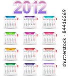 Set of twelve monthly calendars for 2012