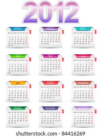 Set of twelve monthly calendars for 2012