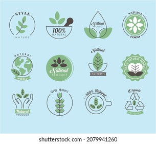 set of twelve natural labels