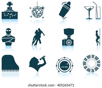 Set of twelve Night club icons. Vector illustration.