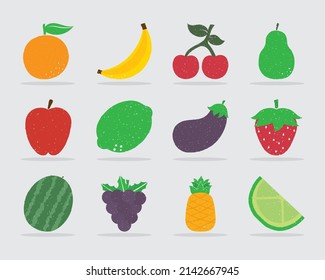 set of twelve organic fruits
