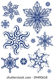 Set of twelve original snowflakes