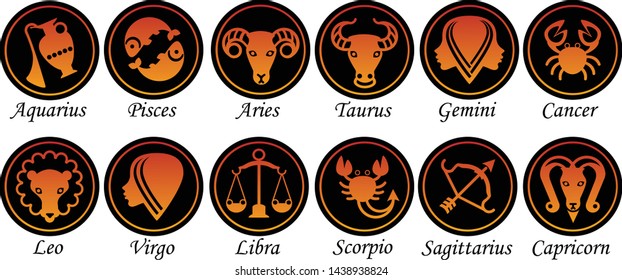 Set Twelve Signs Zodiac Prediction Future Stock Vector (Royalty Free ...