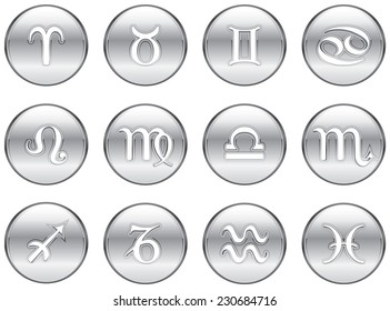 Set of twelve silver zodiac signs