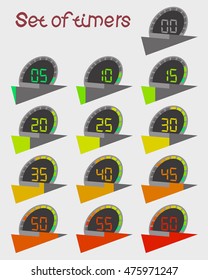 Set of twelve timers.from green to red.