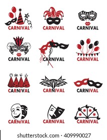 set of twelve various carnival logos 