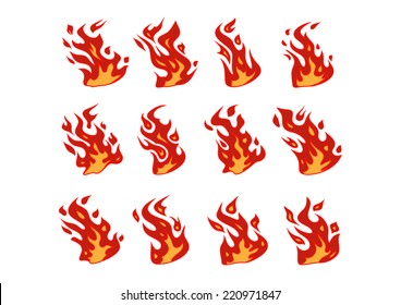 Set of twelve vector fire elements.