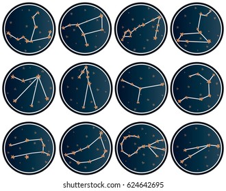A Set of Twelve zodiac signs
