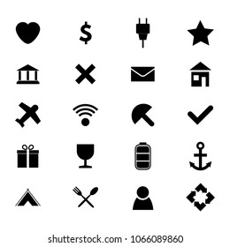 Set of twenty black and white simple icons. Vector illustration