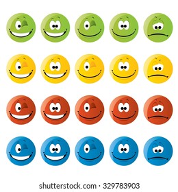 set of twenty colored smiles