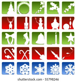 Set of twenty five beveled Christmas related icons