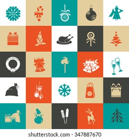 Set of twenty five Christmas icons web and mobile