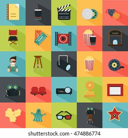 Set of twenty five color flat icons