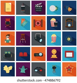 Set of twenty five color flat icons