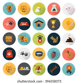 Set of twenty five color veterinary icons