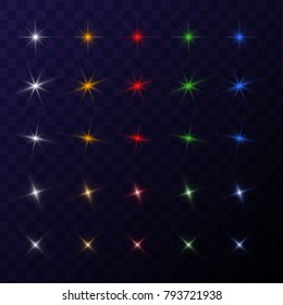 Set of twenty five colorful 3D stars - Vector Illustration