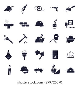 Set of twenty five construction icons