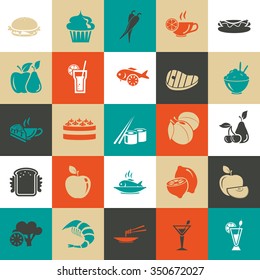Set of twenty five food icons
