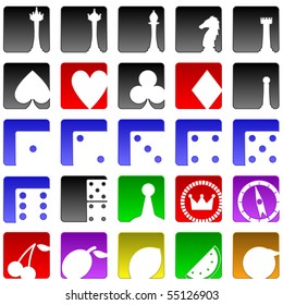 Set of twenty five game and gambling related icons