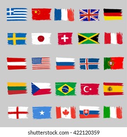 Set Of Twenty Five Grunge Flags