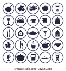Set of twenty five kitchen icons