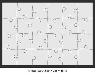 Set of twenty four puzzle pieces. Vector illustration, eps 8.