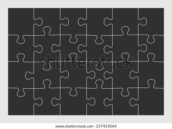 Set Twenty Four Puzzle Pieces Vector Stock Vector Royalty Free