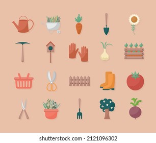 set of twenty garden items