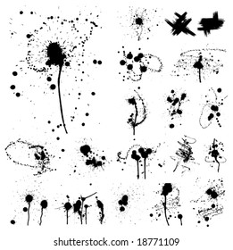 Satz von zwanzig InkBlot-Silhouetten. Vektorgrafik