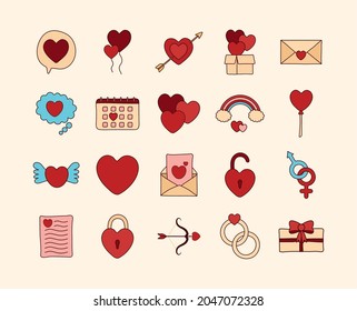 set of twenty love items