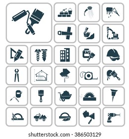 Set of twenty seven construction icons