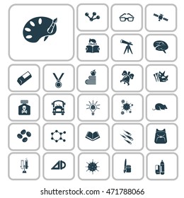 Set of twenty seven education and science icons